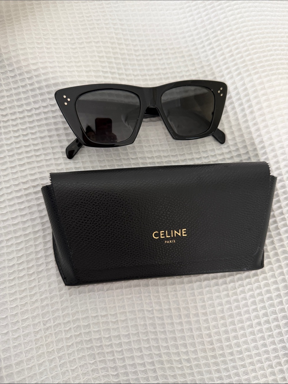 Celine Black Cat-Eye Sunglasses with Gold Accent